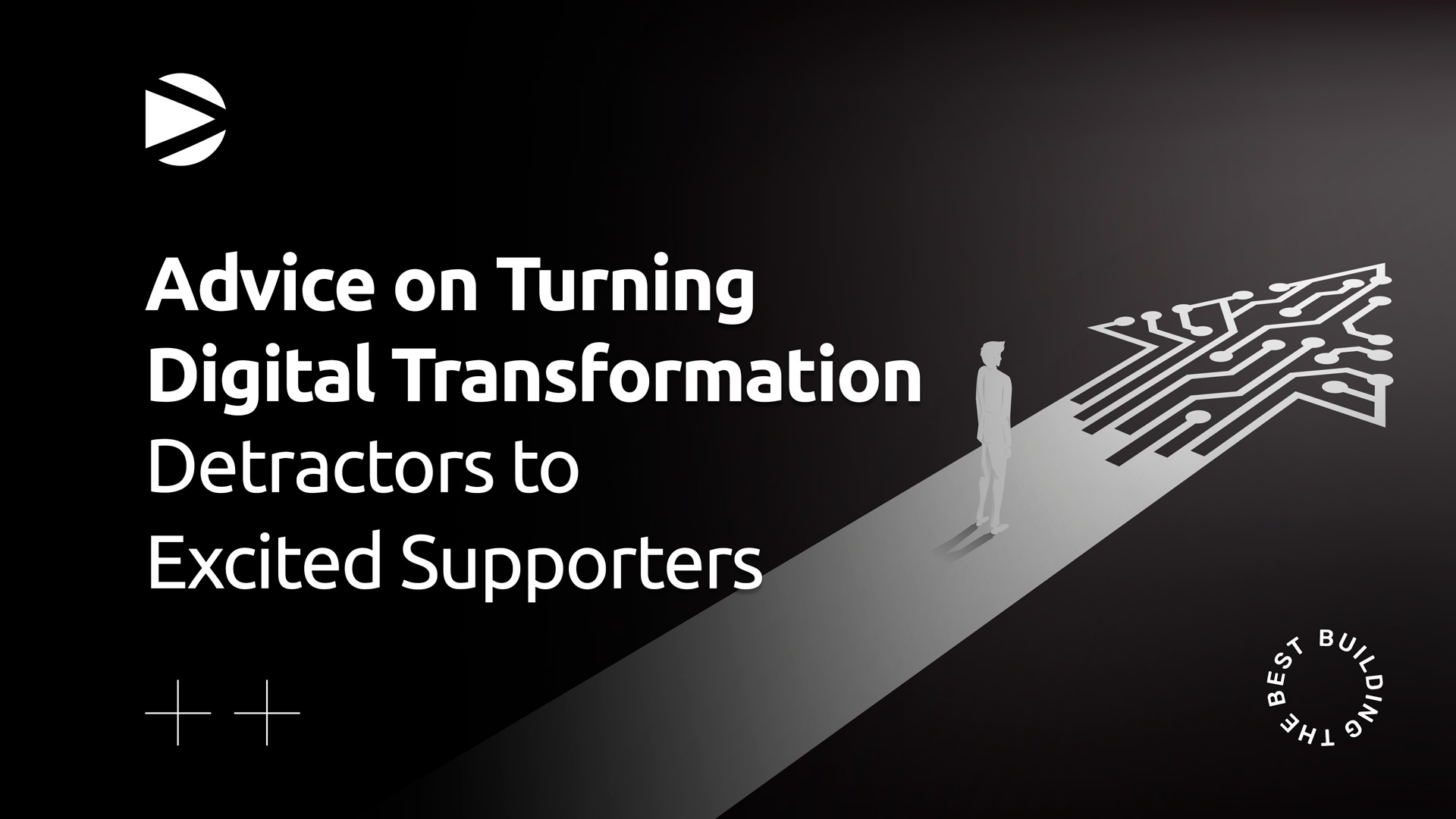 Banner image with text advice on turning digital transformation
