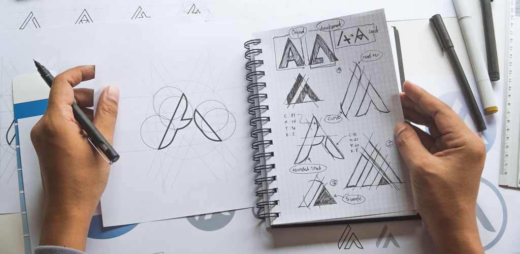 a notebook with sketches